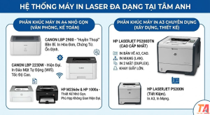 Hệ thống máy in laser đa dạng tại Tâm Anh
